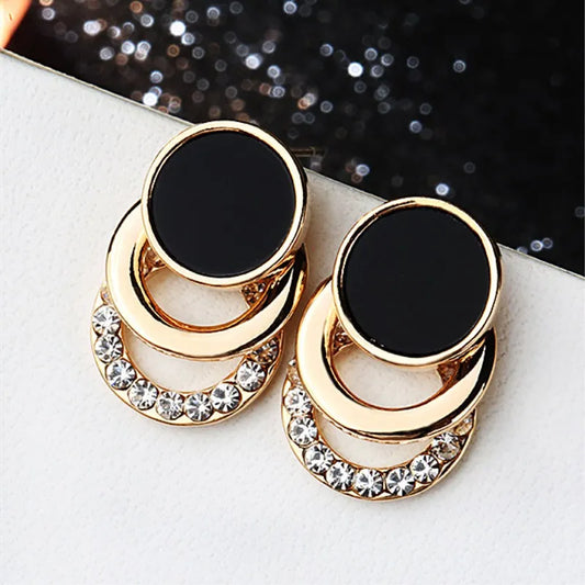 2024 New Fashion Round Earrings for Women Geometric Acrylic Crystal Stud Earrings Wedding Party Elegant Circle Charms Jewelry